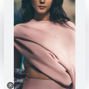 Authentic ALO Yoga Crew Neck Accolade Sweatshirt in Pink Quartz L